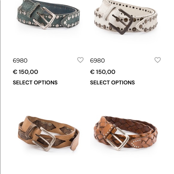 Post & Co Italian fur/leather and stone belt